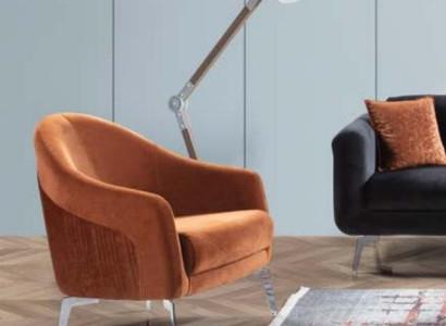 Armchair Single Seater Luxury 1 Seater Upholstery Seat Design Textile Brown Modern